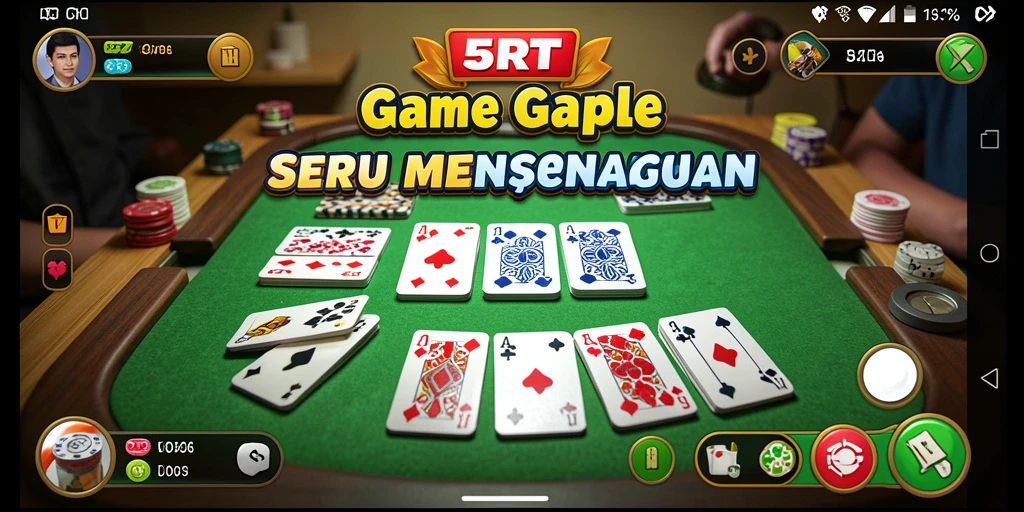 Tampilan gameplay seru di 5RT, bermain Gaple dengan teman.