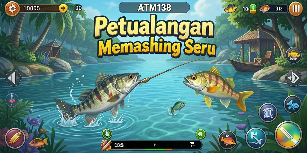 Screenshot gameplay ATM138 yang menunjukkan keseruan memancing.