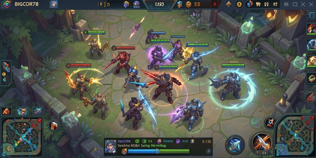 Tampilan gameplay menegangkan dari BIGCOR78 dengan aksi hero MOBA.