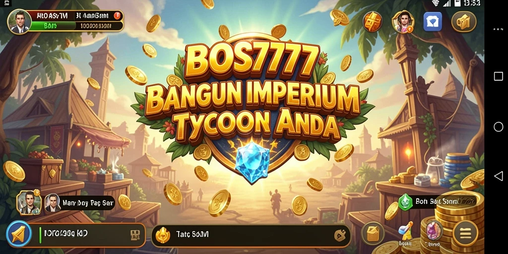 Tampilan gameplay interaktif BOS777 dalam membangun usaha Tycoon.
