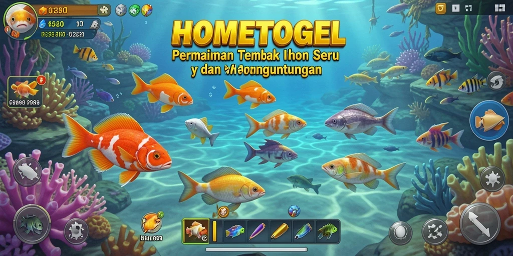 Tampilan gameplay menarik HOMETOGEL saat menangkap ikan.