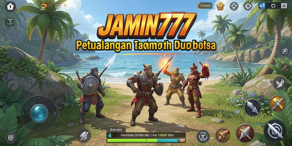 Screenshot gameplay JAMIN777, menunjukkan petualangan di dunia terbuka.