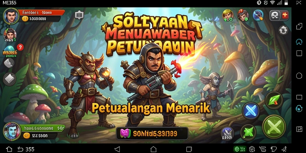 Tampilan gameplay menarik di ME355 dengan berbagai simbol slot.