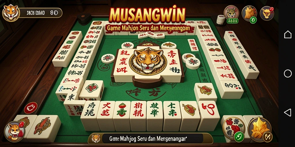 Gameplay menarik dari MUSANGWIN dengan ubin Mahjong berwarna-warni.