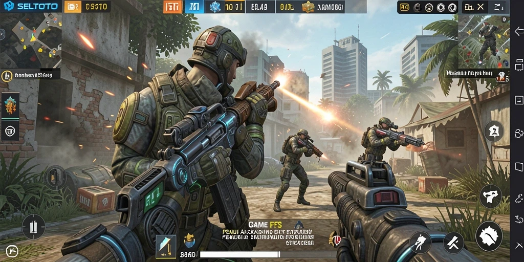 Tampilan gameplay SELTOTO yang intens dan penuh aksi di arena pertempuran.