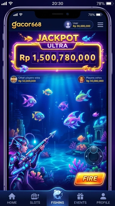 Tampilan utama aplikasi gacor668 yang mudah dinavigasi.